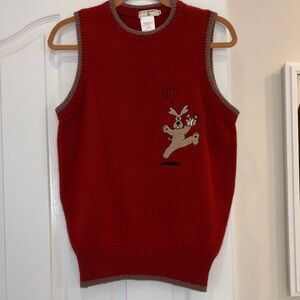 Golfer’s Red Vest with Cartoon Design from Japan
